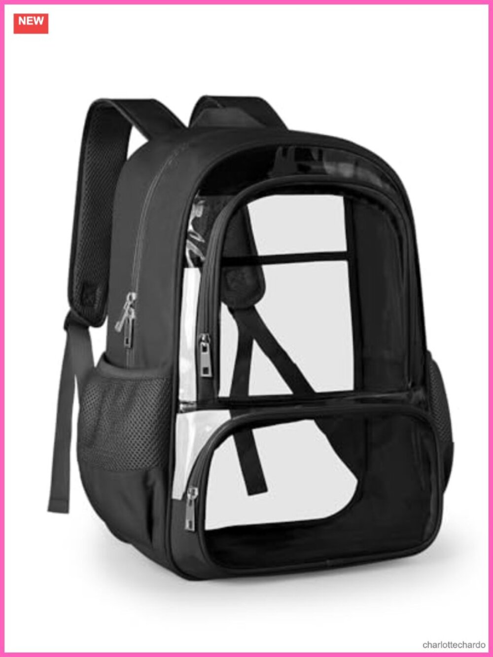 Clear Backpack PVC Oxford Fabric Heavy Duty Transparent Bookbag Large Capacity